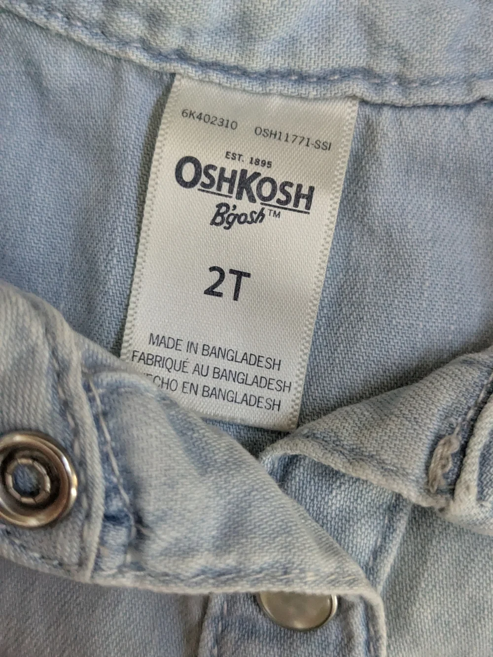 OshKosh Light Denim & Pink Tulle Dress Size 2T